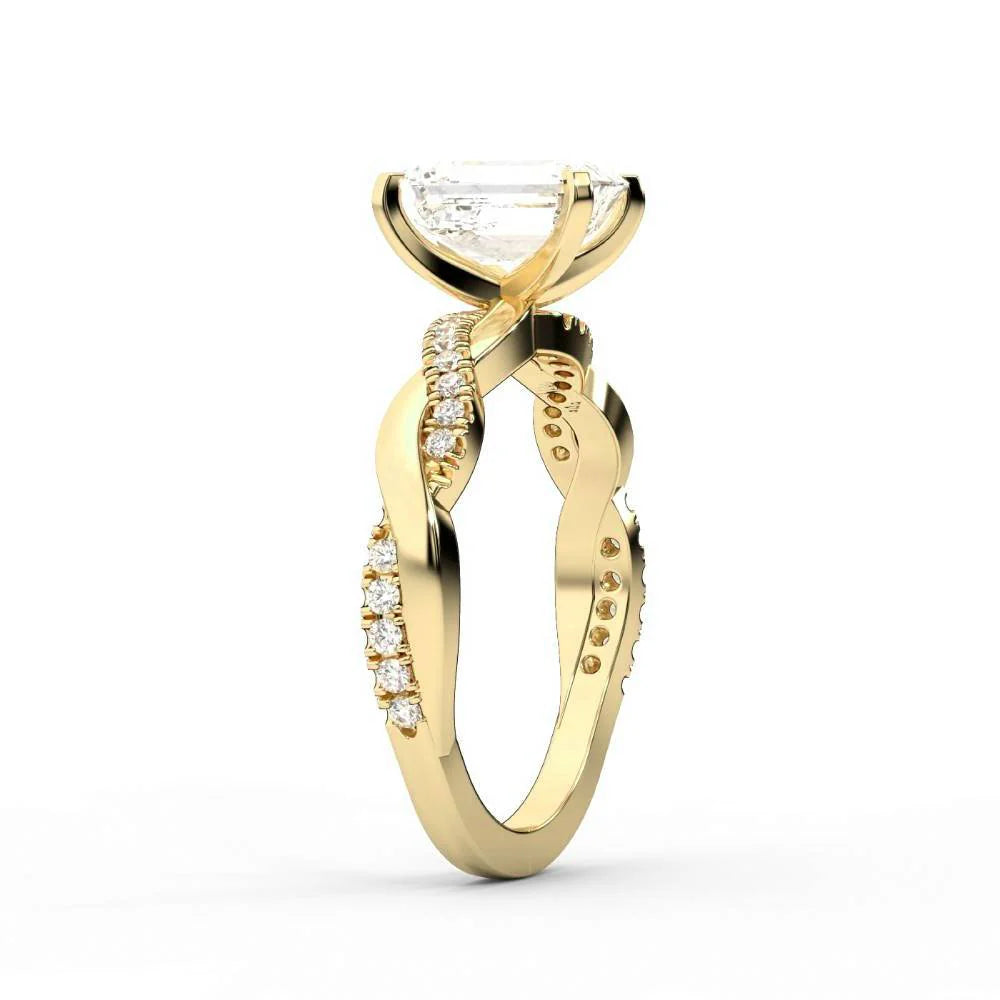 Twisted Side Stone Round Diamond Engagement Ring