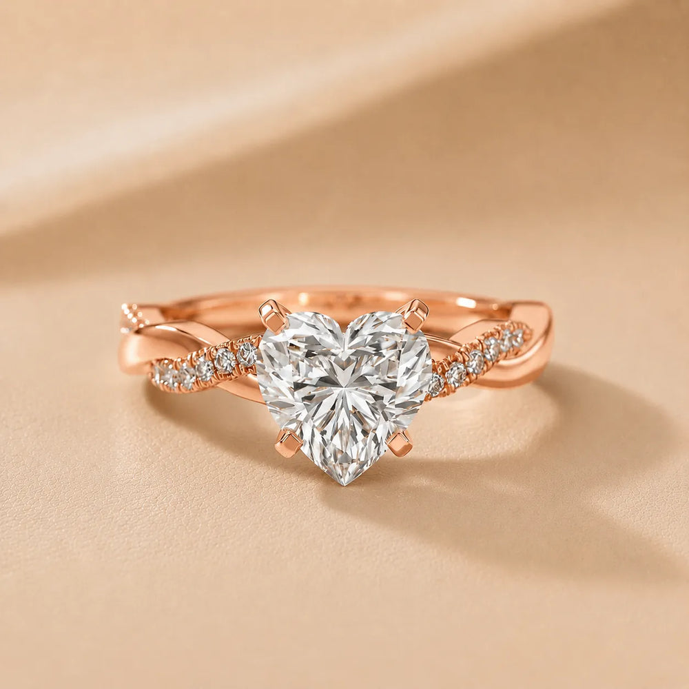 Twisted Side Stone Round Diamond Engagement Ring
