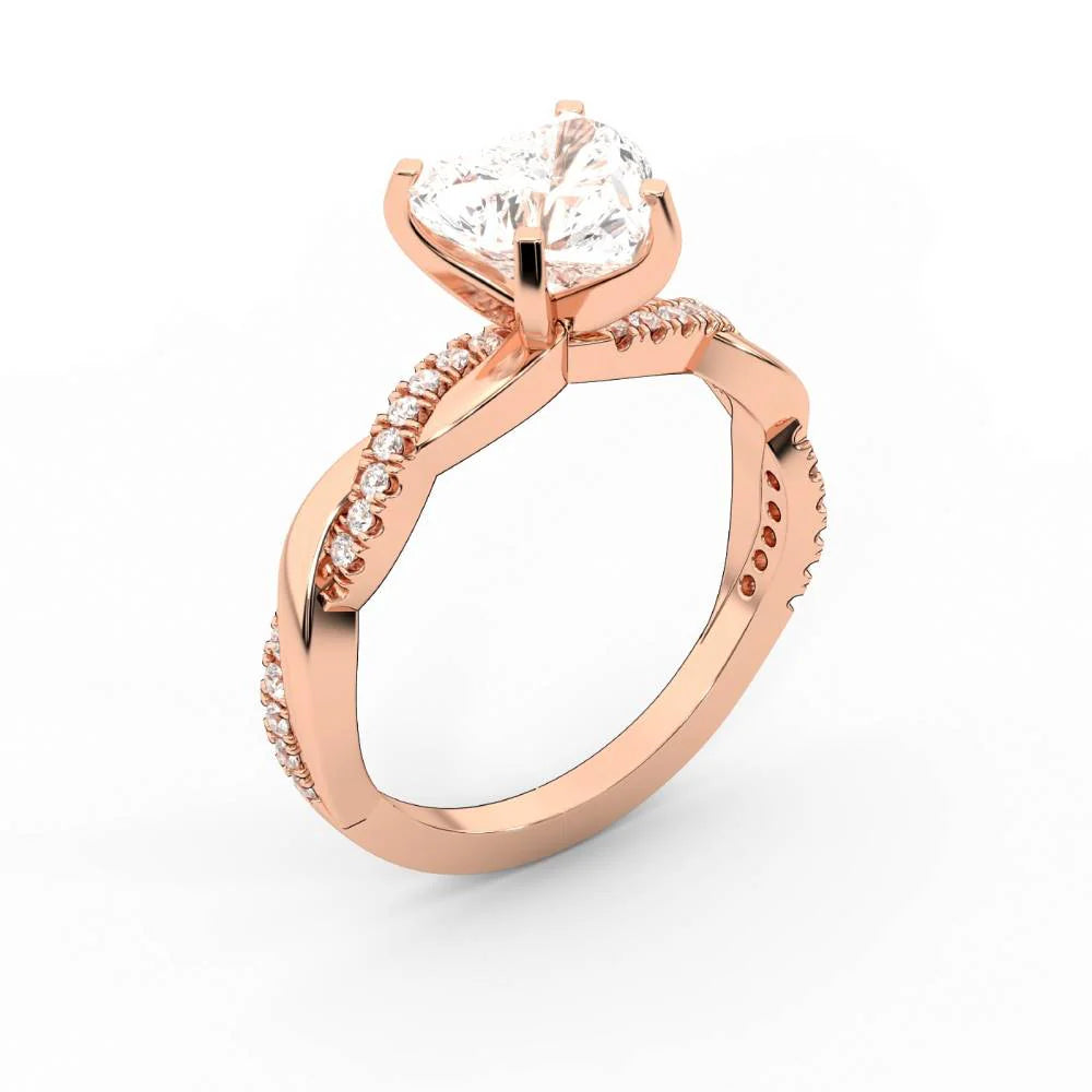 Twisted Side Stone Round Diamond Engagement Ring