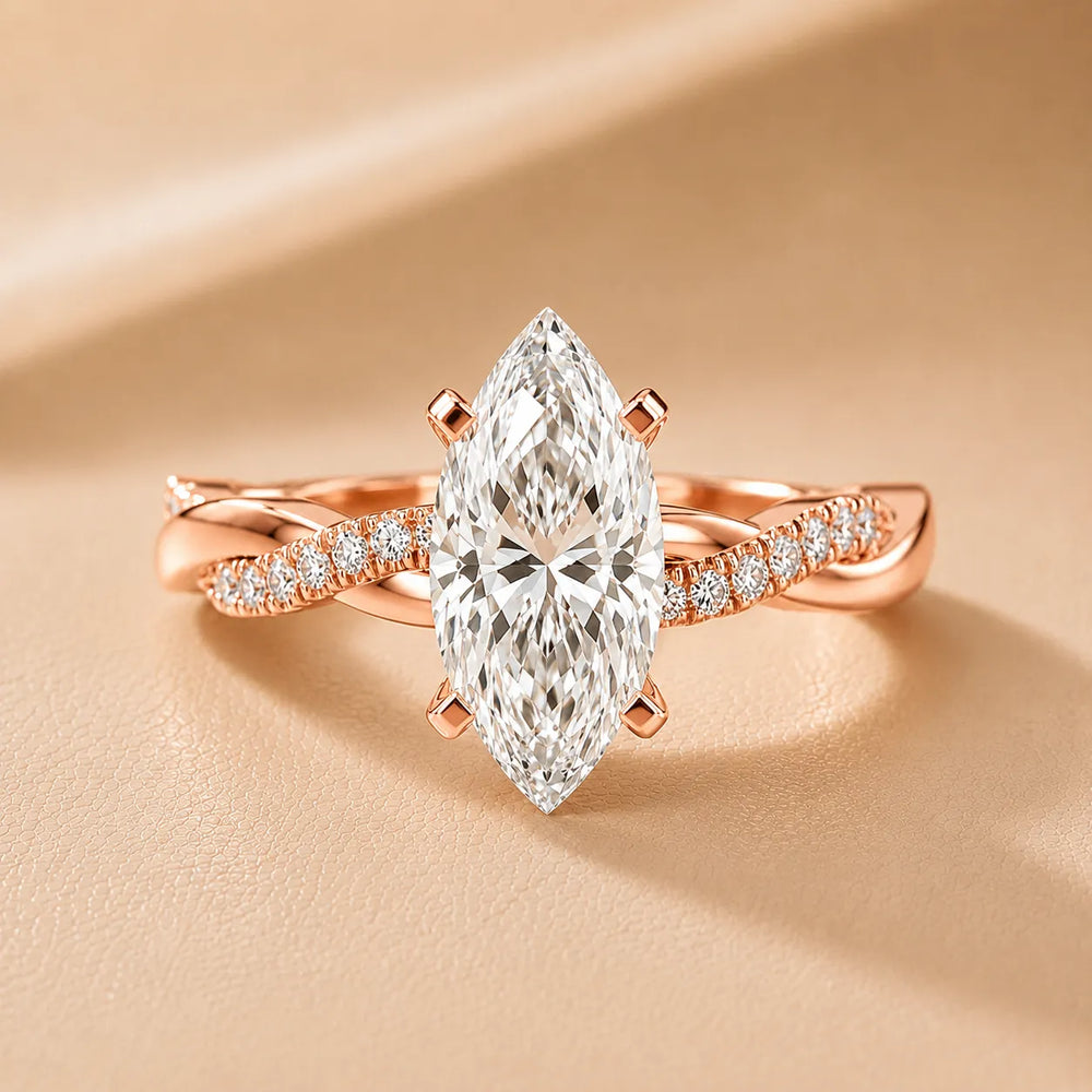 Twisted Side Stone Round Diamond Engagement Ring
