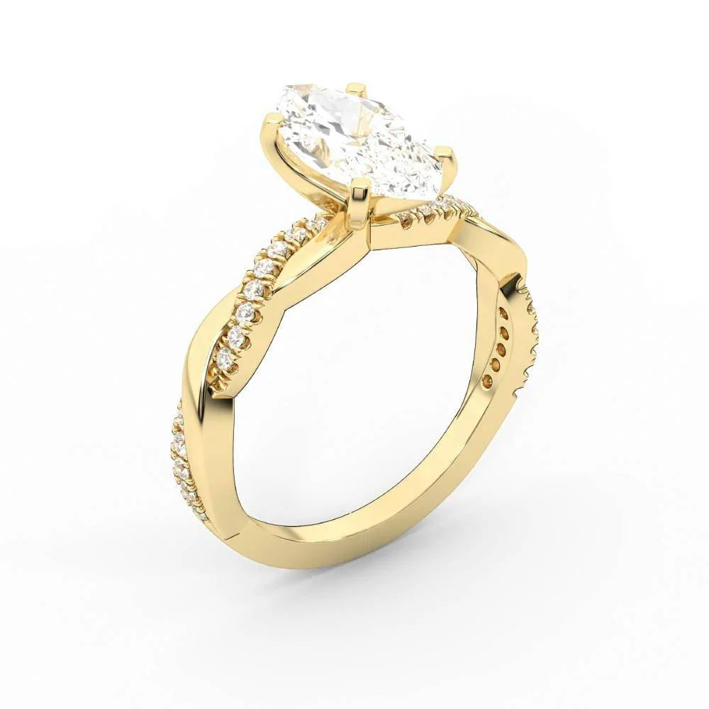 Twisted Side Stone Round Diamond Engagement Ring