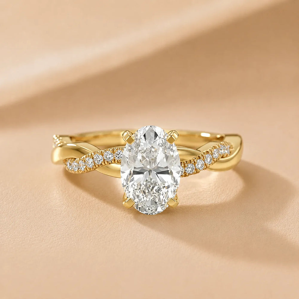 Twisted Side Stone Round Diamond Engagement Ring