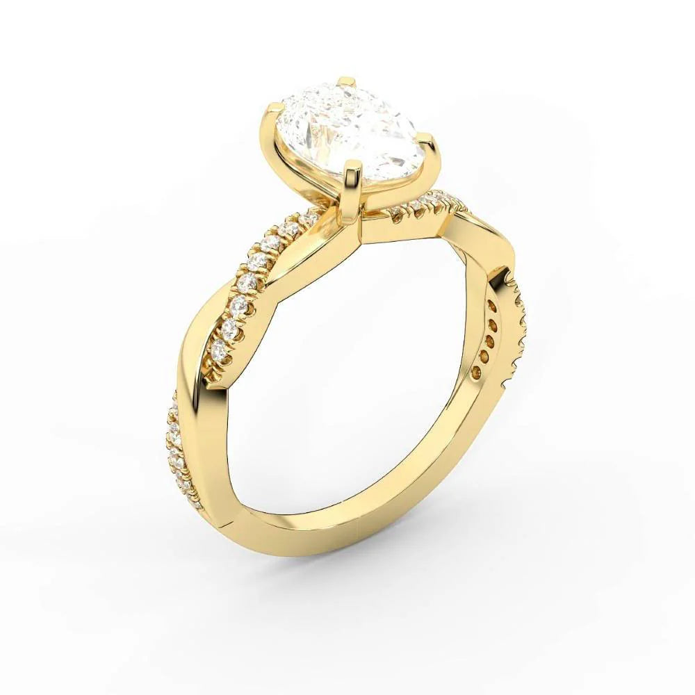 Twisted Side Stone Round Diamond Engagement Ring