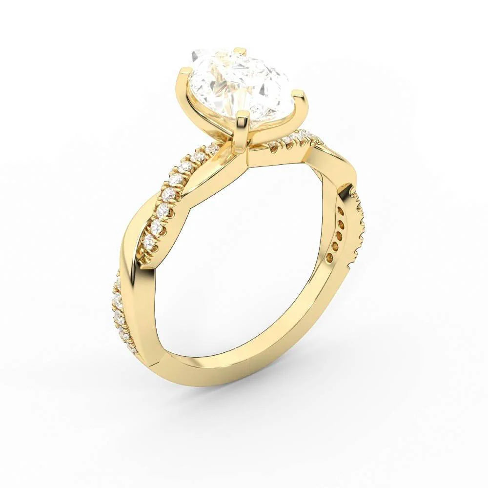 Twisted Side Stone Round Diamond Engagement Ring