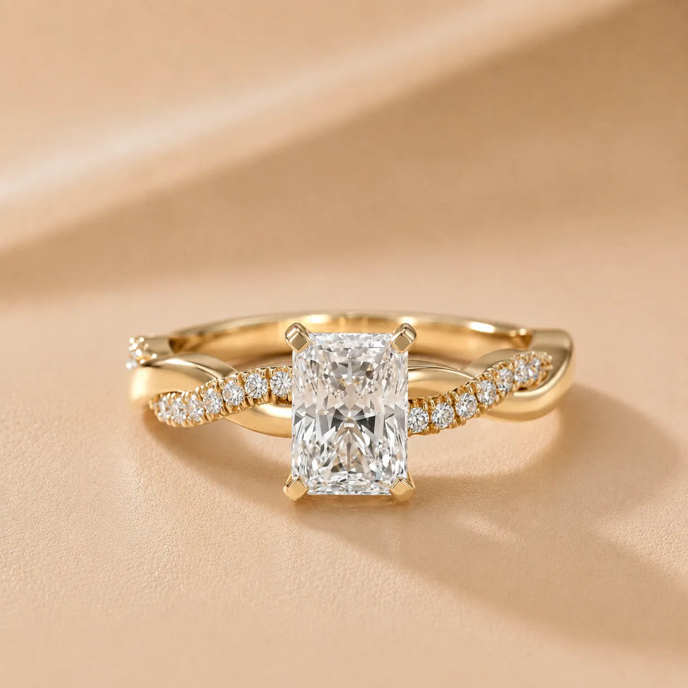 Twisted Side Stone Round Diamond Engagement Ring