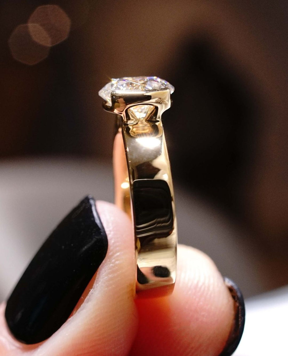 Bezel Set Round Brilliant Cut Labgrown Engagement Ring