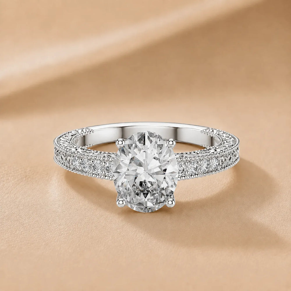 Victorian Whisper Oval Halo Ring