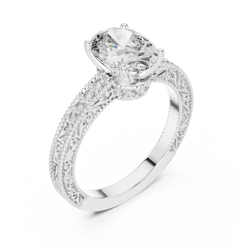 Victorian Whisper Oval Halo Ring