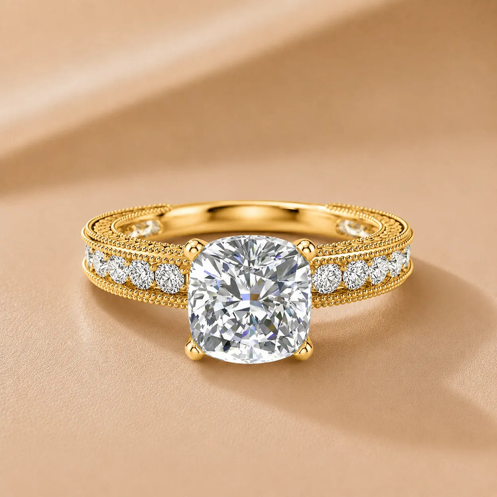 Vintage Milgrain Accent Solitaire Ring