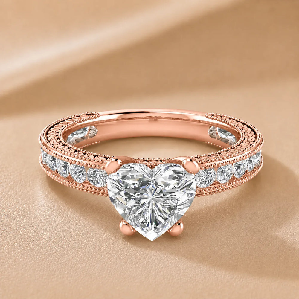Vintage Milgrain Accent Solitaire Ring