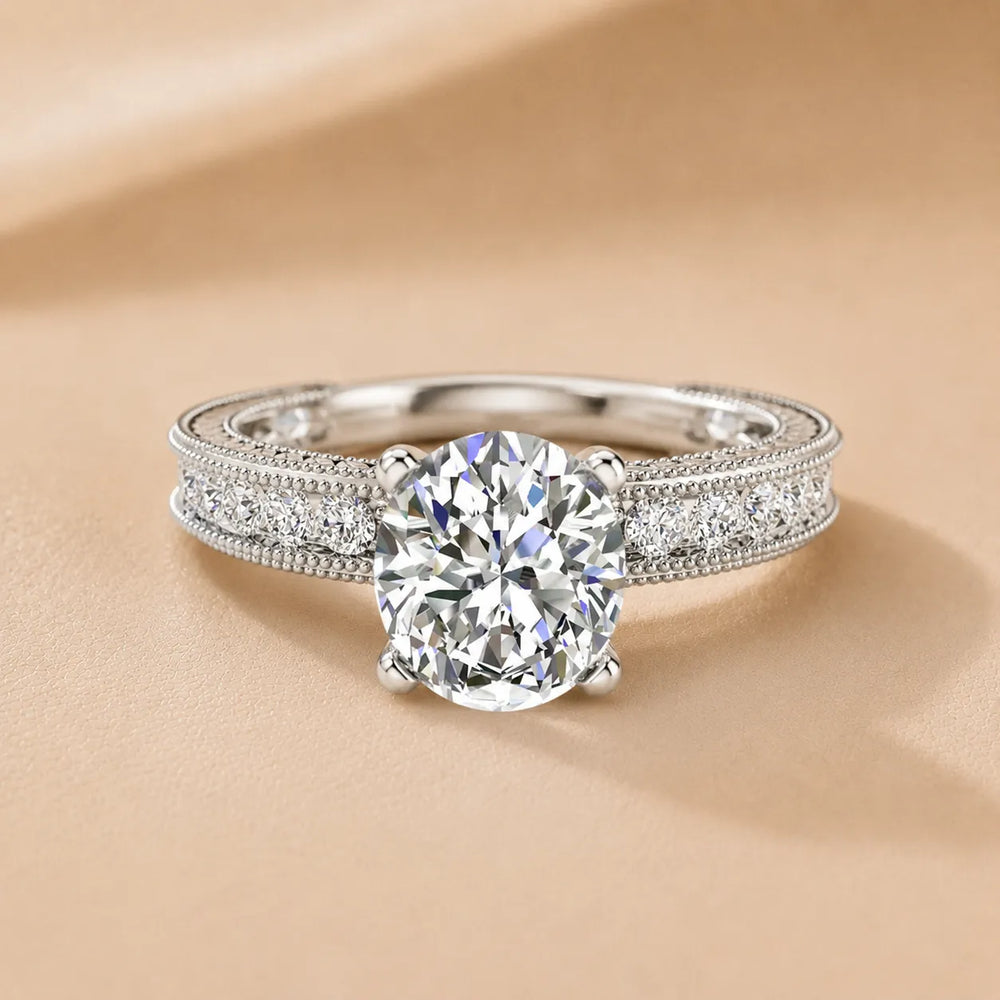 Vintage Milgrain Accent Solitaire Ring