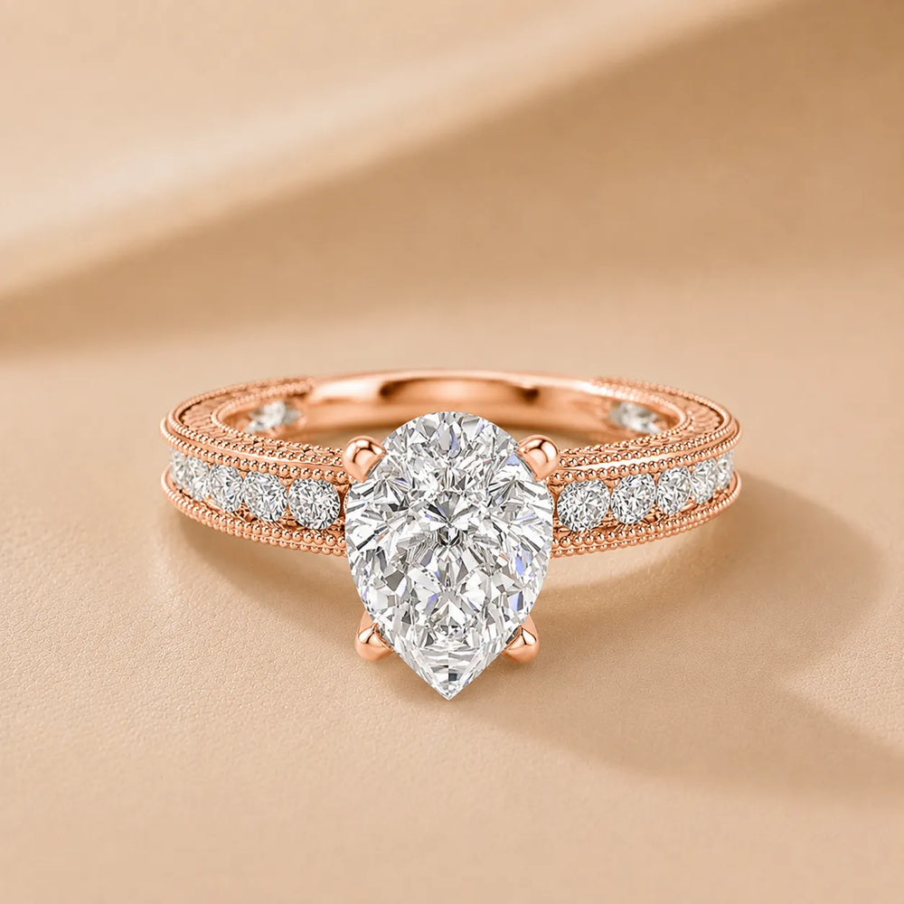 Vintage Milgrain Accent Solitaire Ring