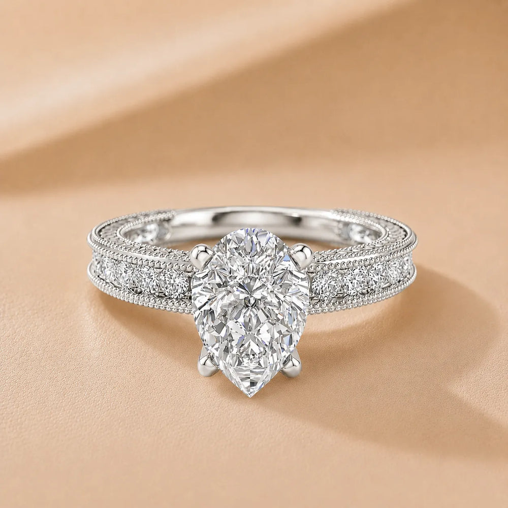 Vintage Milgrain Accent Solitaire Ring