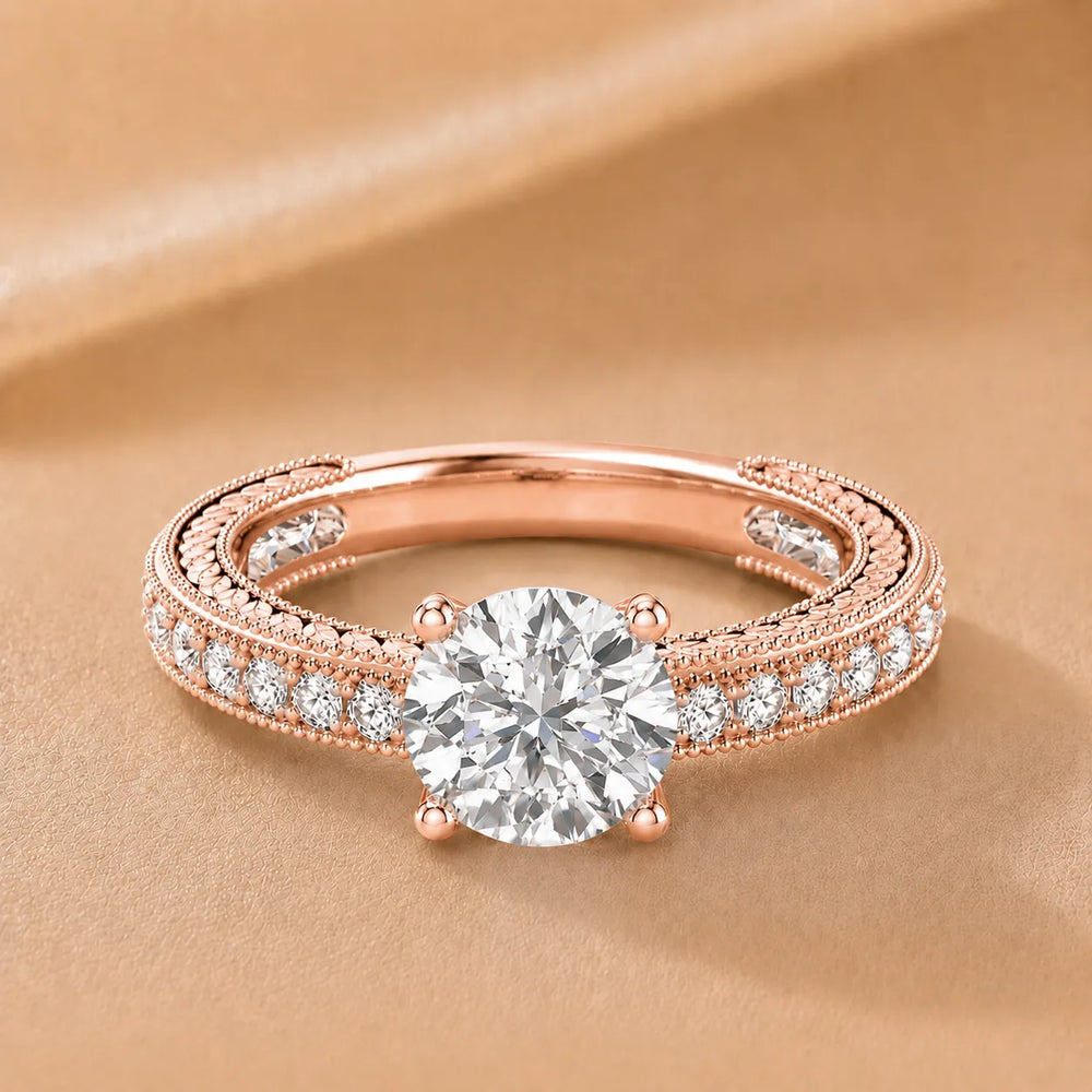 Vintage Milgrain Accent Solitaire Ring