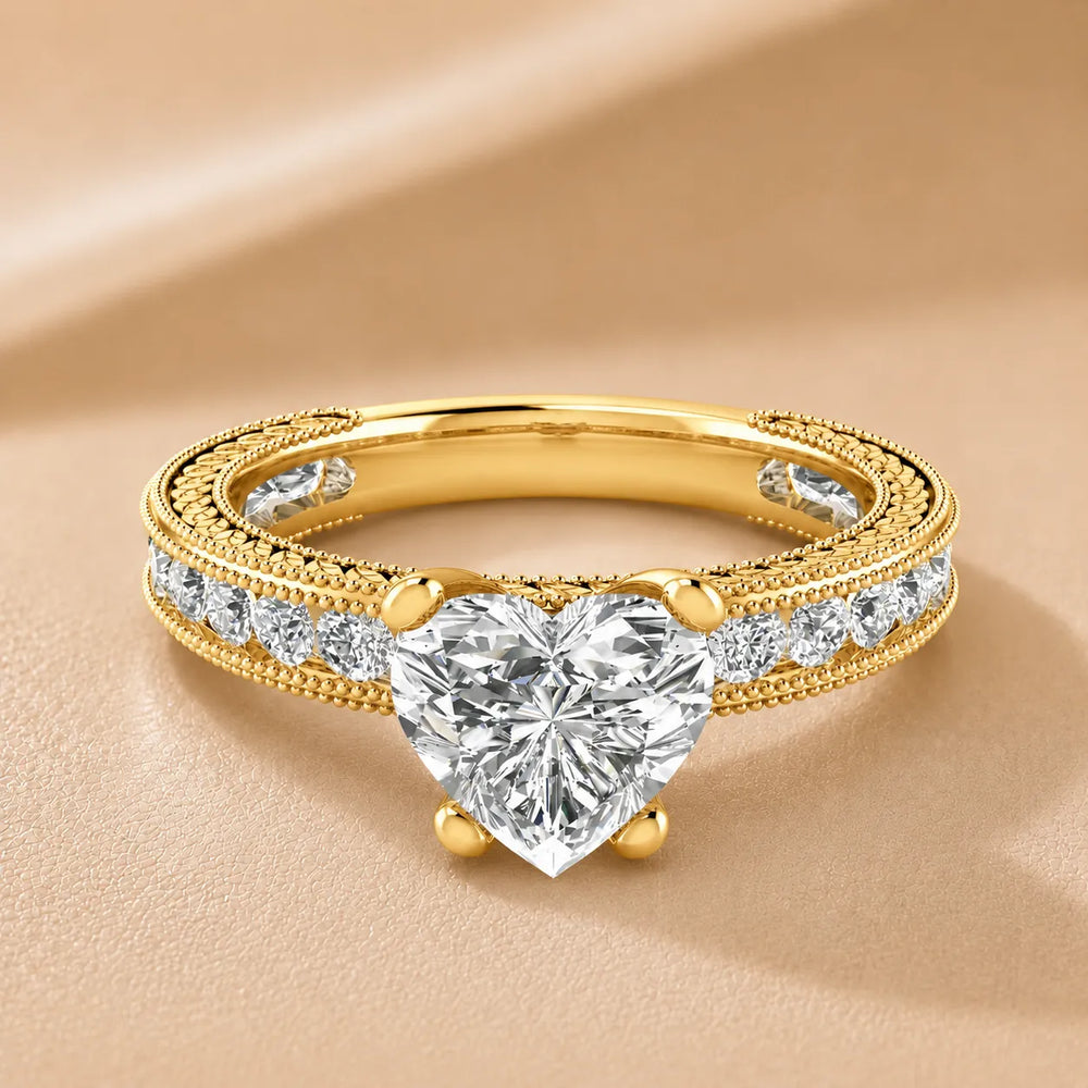 Vintage Milgrain Accent Solitaire Ring
