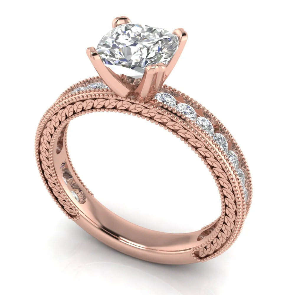 Vintage Milgrain Accent Solitaire Ring