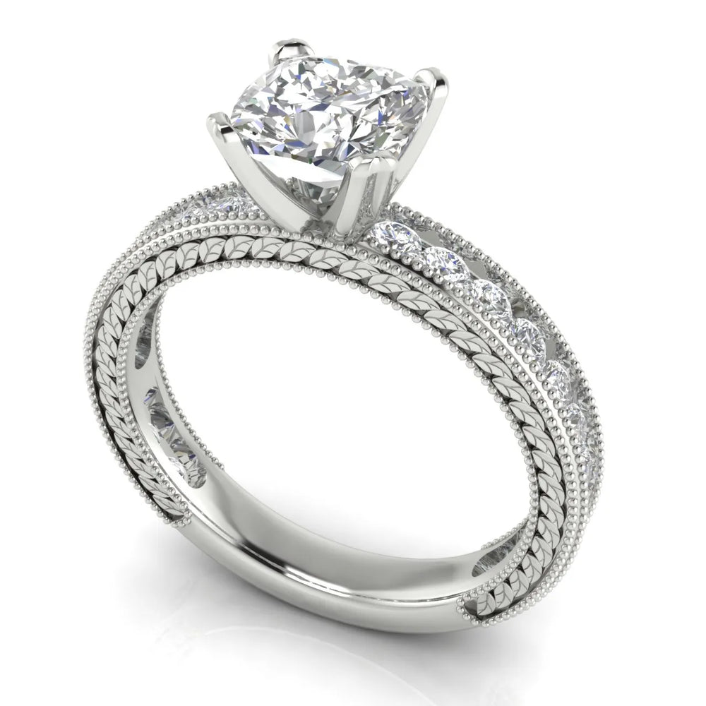 Vintage Milgrain Accent Solitaire Ring