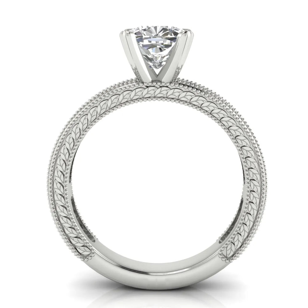 Vintage Milgrain Accent Solitaire Ring