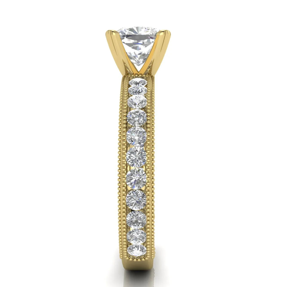Vintage Milgrain Accent Solitaire Ring