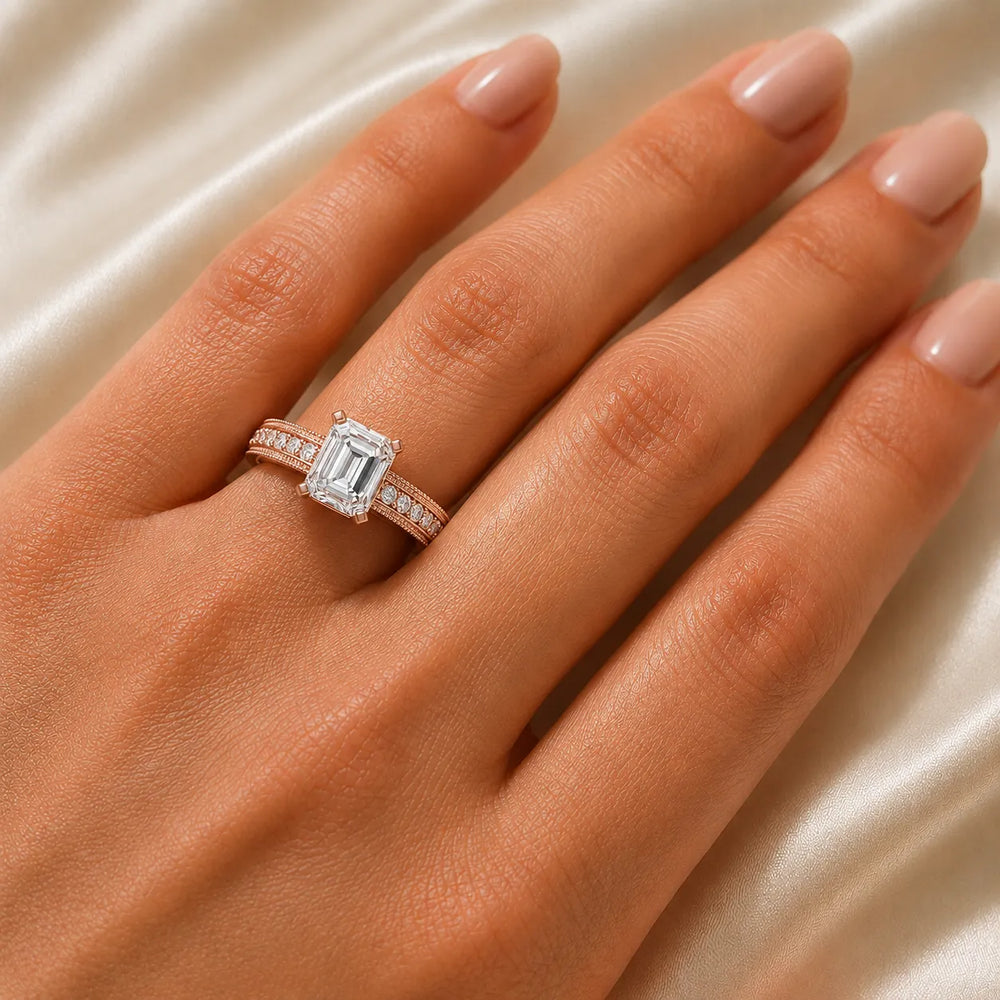 Vintage Milgrain Accent Solitaire Ring