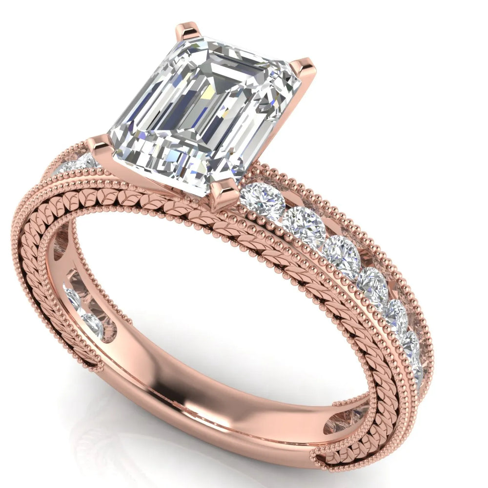 Vintage Milgrain Accent Solitaire Ring