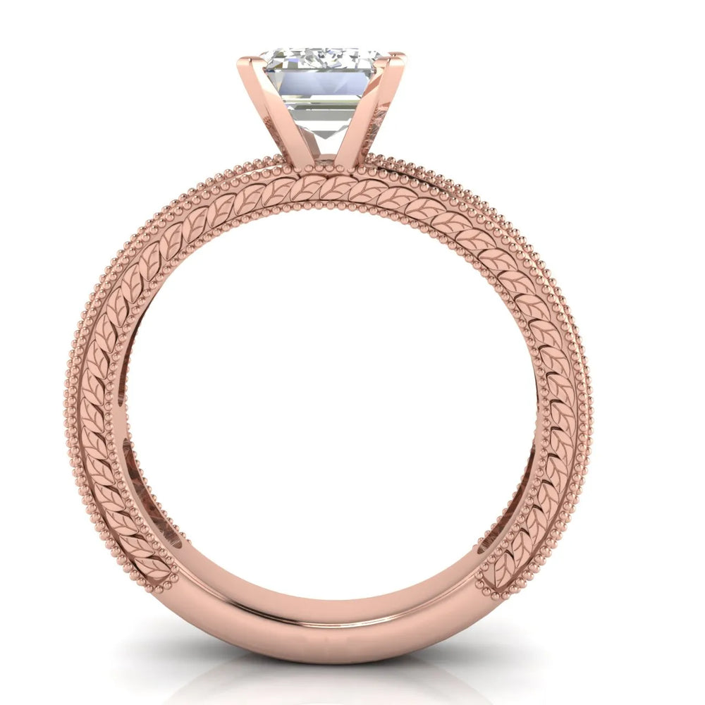 Vintage Milgrain Accent Solitaire Ring