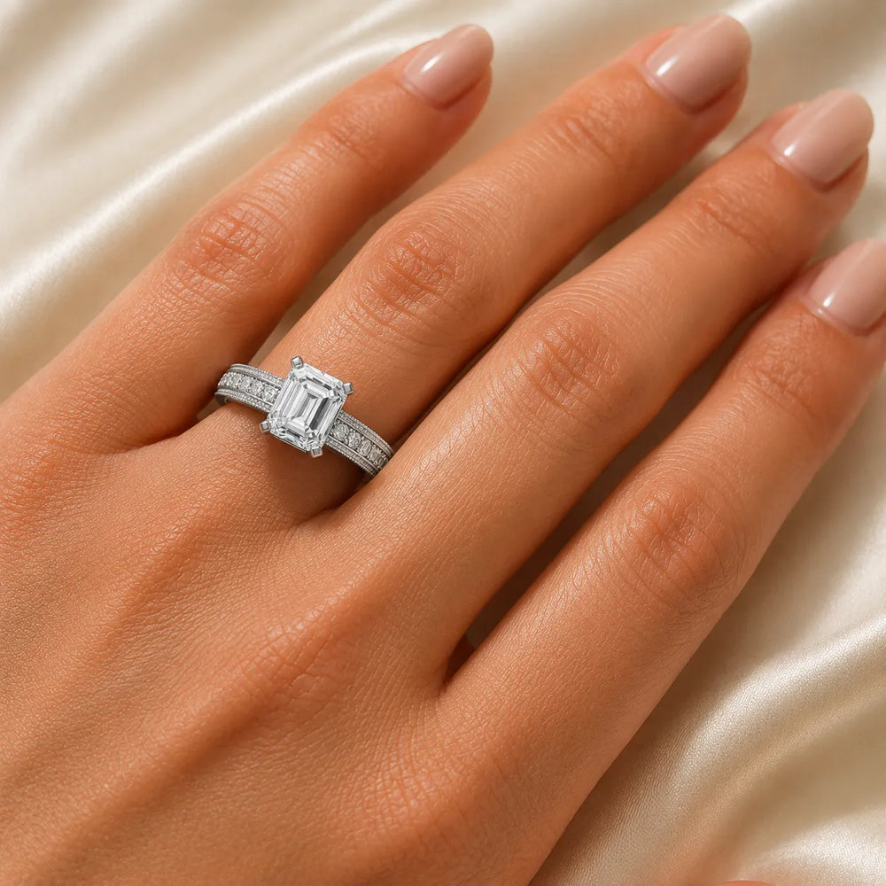 Vintage Milgrain Accent Solitaire Ring