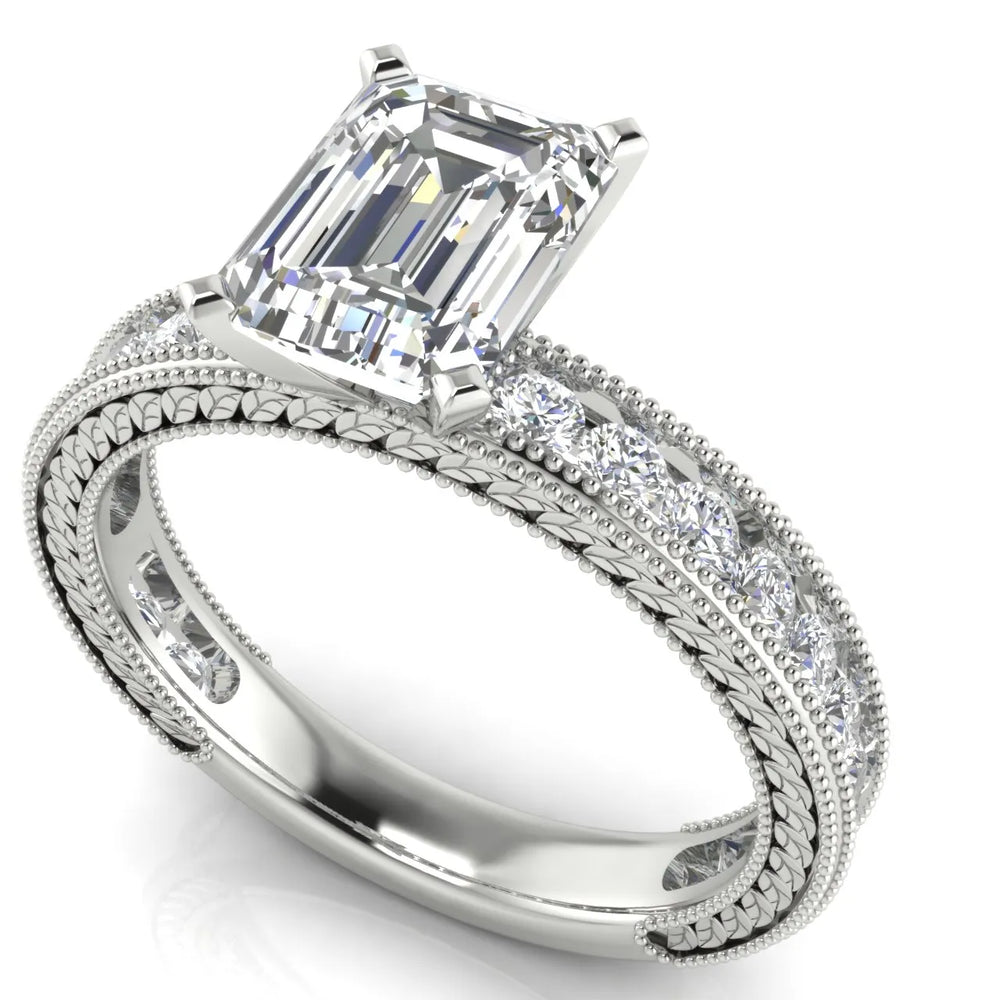 Vintage Milgrain Accent Solitaire Ring