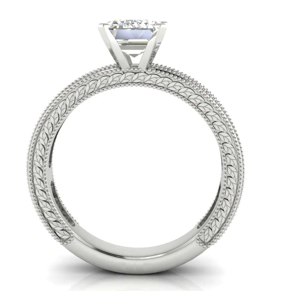 Vintage Milgrain Accent Solitaire Ring