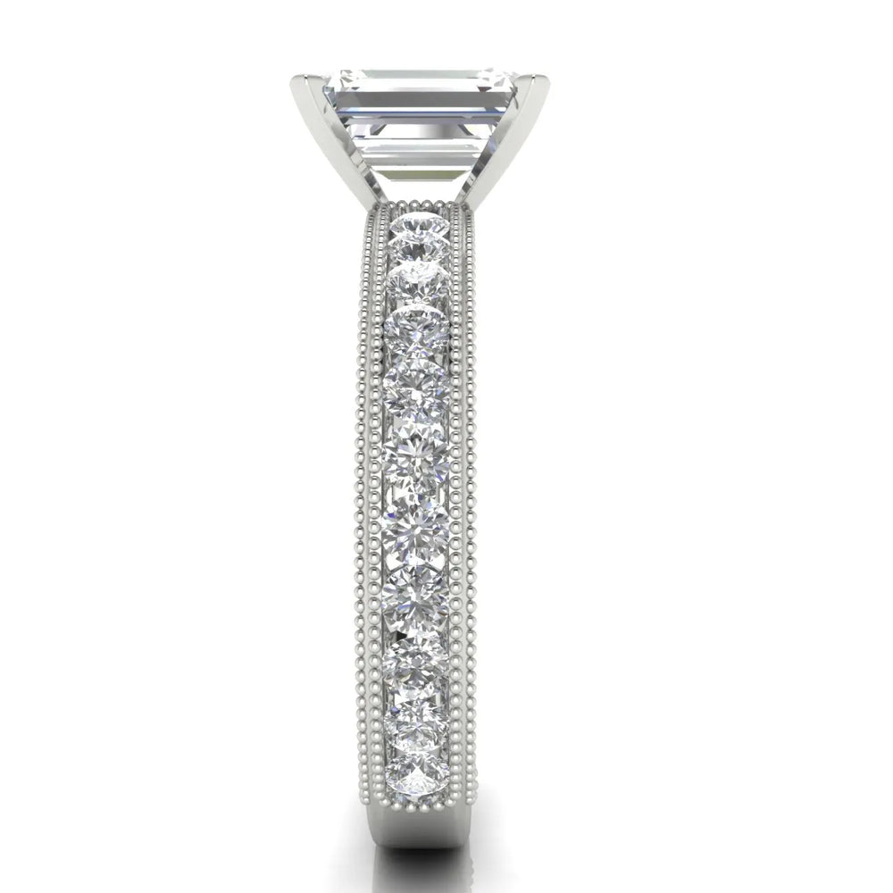 Vintage Milgrain Accent Solitaire Ring