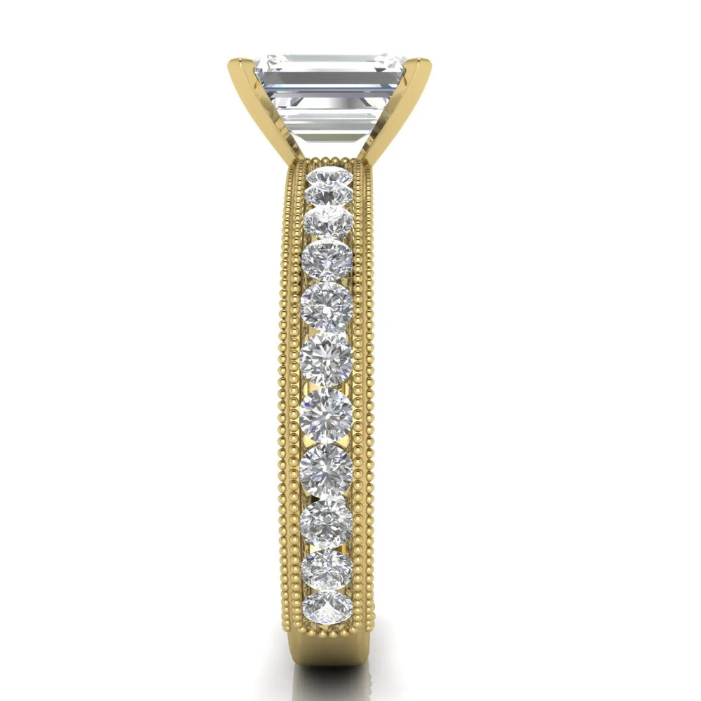 Vintage Milgrain Accent Solitaire Ring
