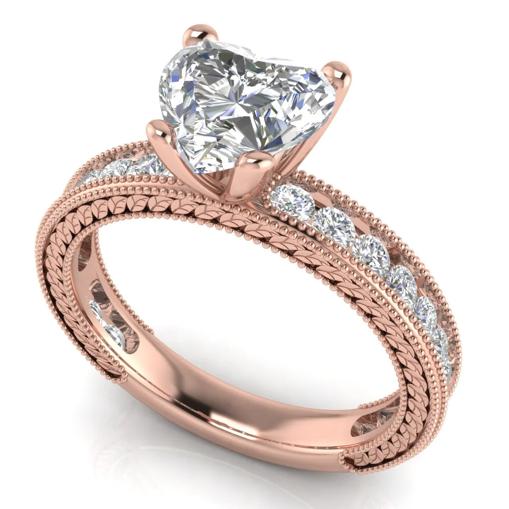 Vintage Milgrain Accent Solitaire Ring