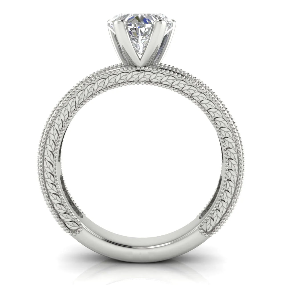 Vintage Milgrain Accent Solitaire Ring