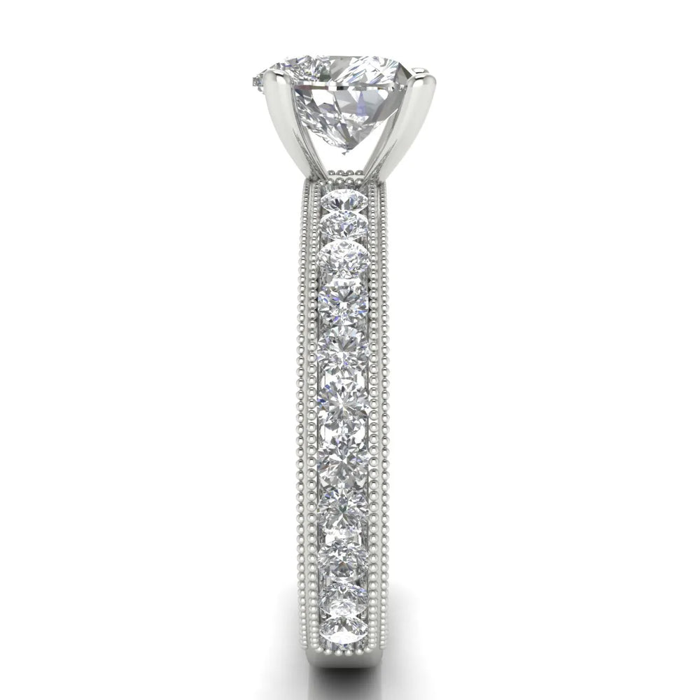 Vintage Milgrain Accent Solitaire Ring