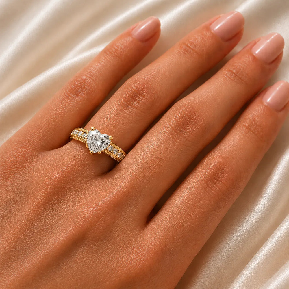 Vintage Milgrain Accent Solitaire Ring
