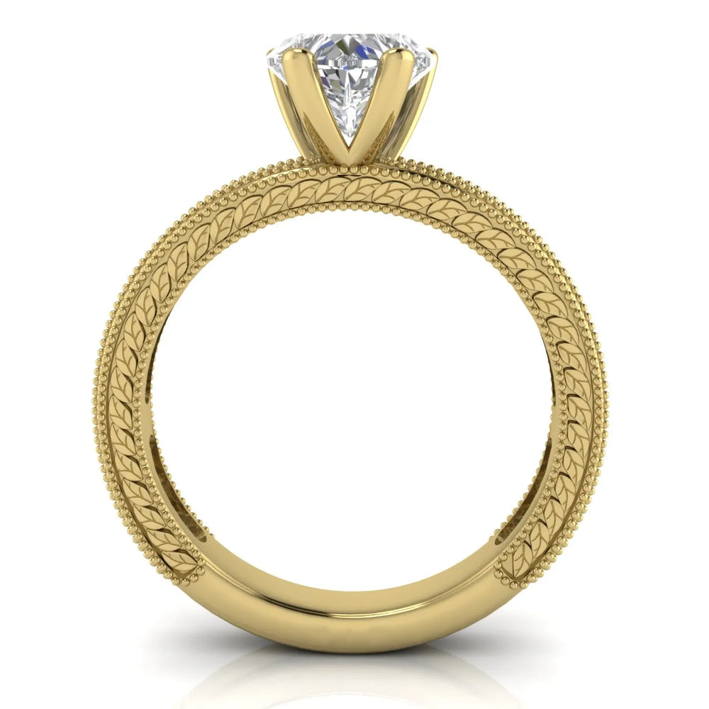 Vintage Milgrain Accent Solitaire Ring
