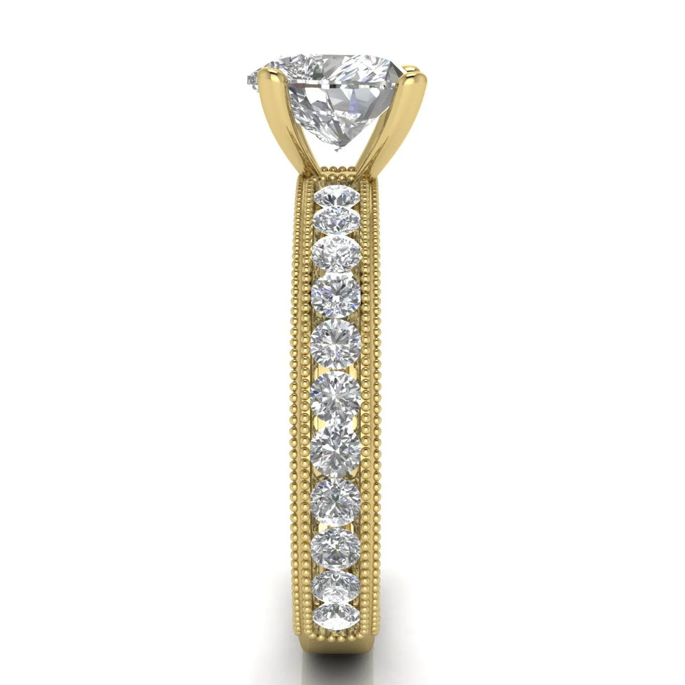 Vintage Milgrain Accent Solitaire Ring