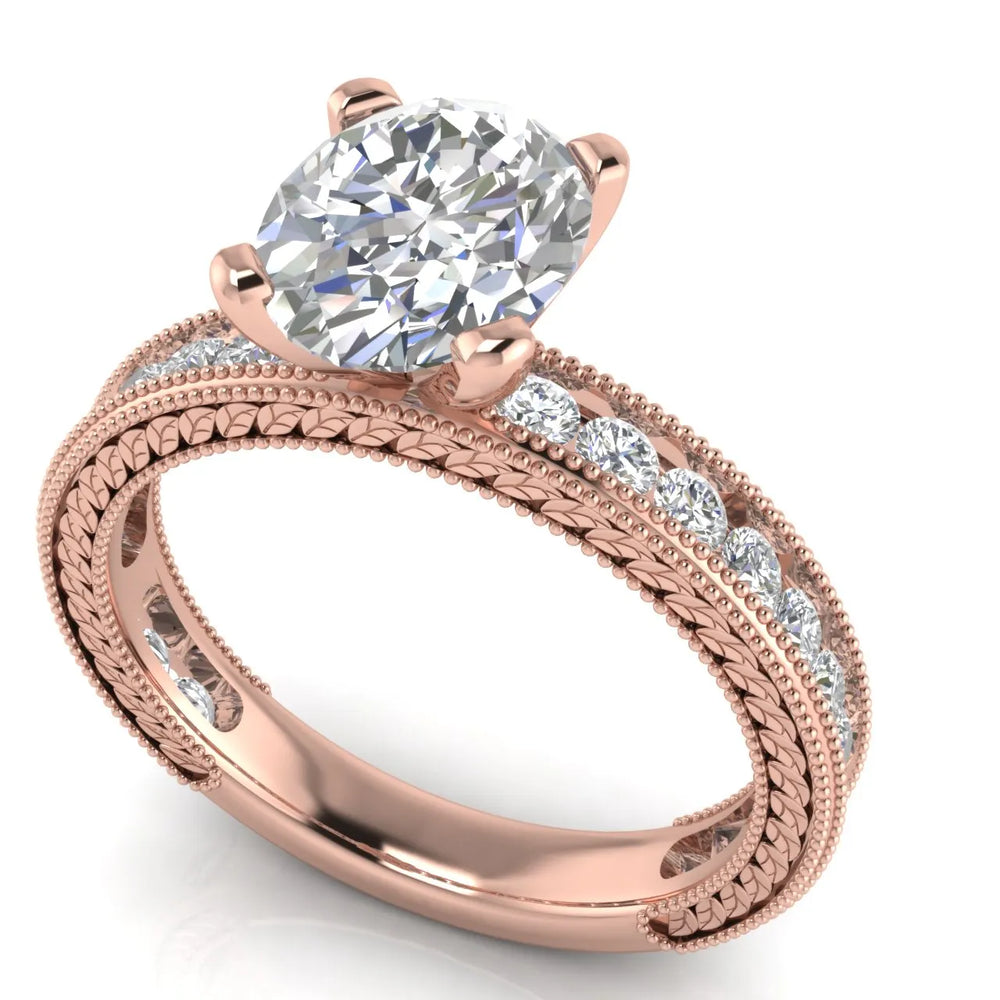 Vintage Milgrain Accent Solitaire Ring