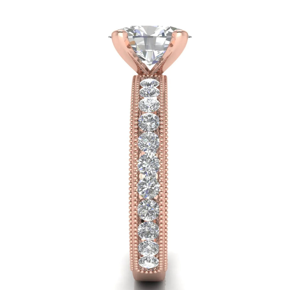 Vintage Milgrain Accent Solitaire Ring
