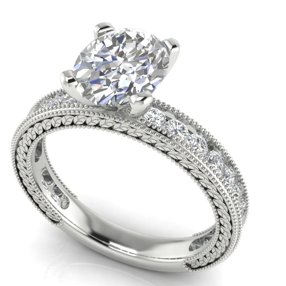 Vintage Milgrain Accent Solitaire Ring