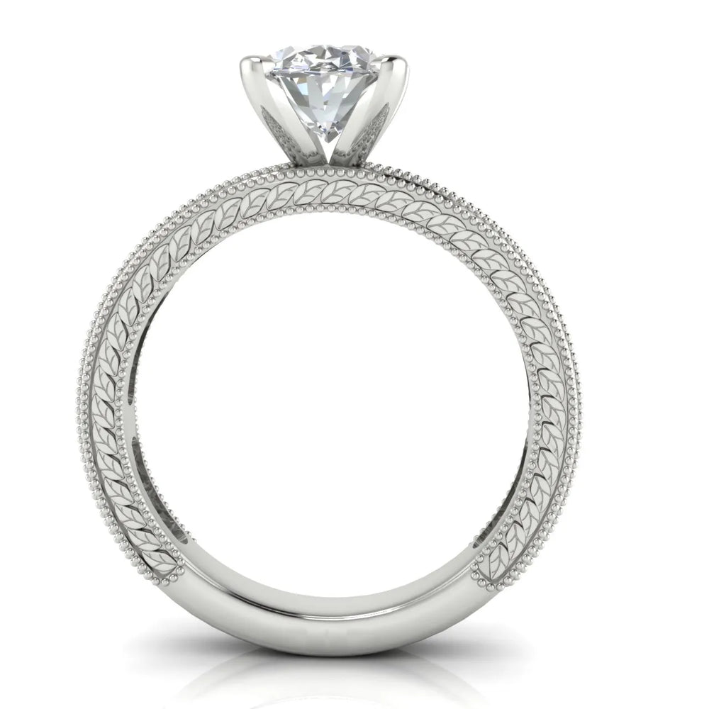 Vintage Milgrain Accent Solitaire Ring