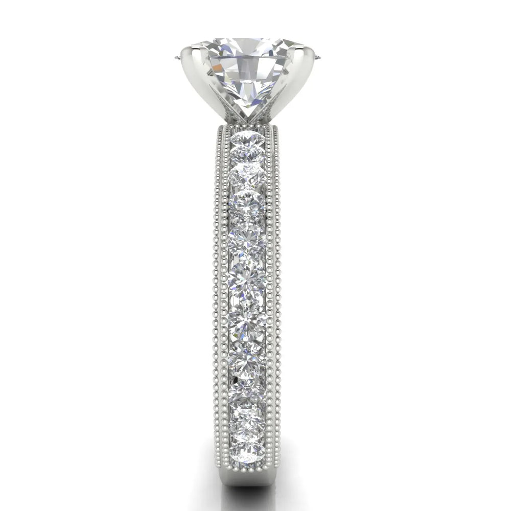 Vintage Milgrain Accent Solitaire Ring