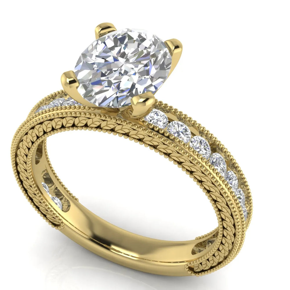 Vintage Milgrain Accent Solitaire Ring