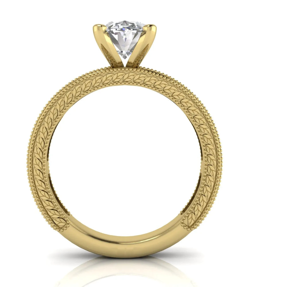 Vintage Milgrain Accent Solitaire Ring