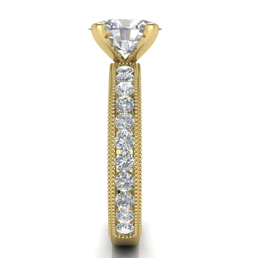Vintage Milgrain Accent Solitaire Ring