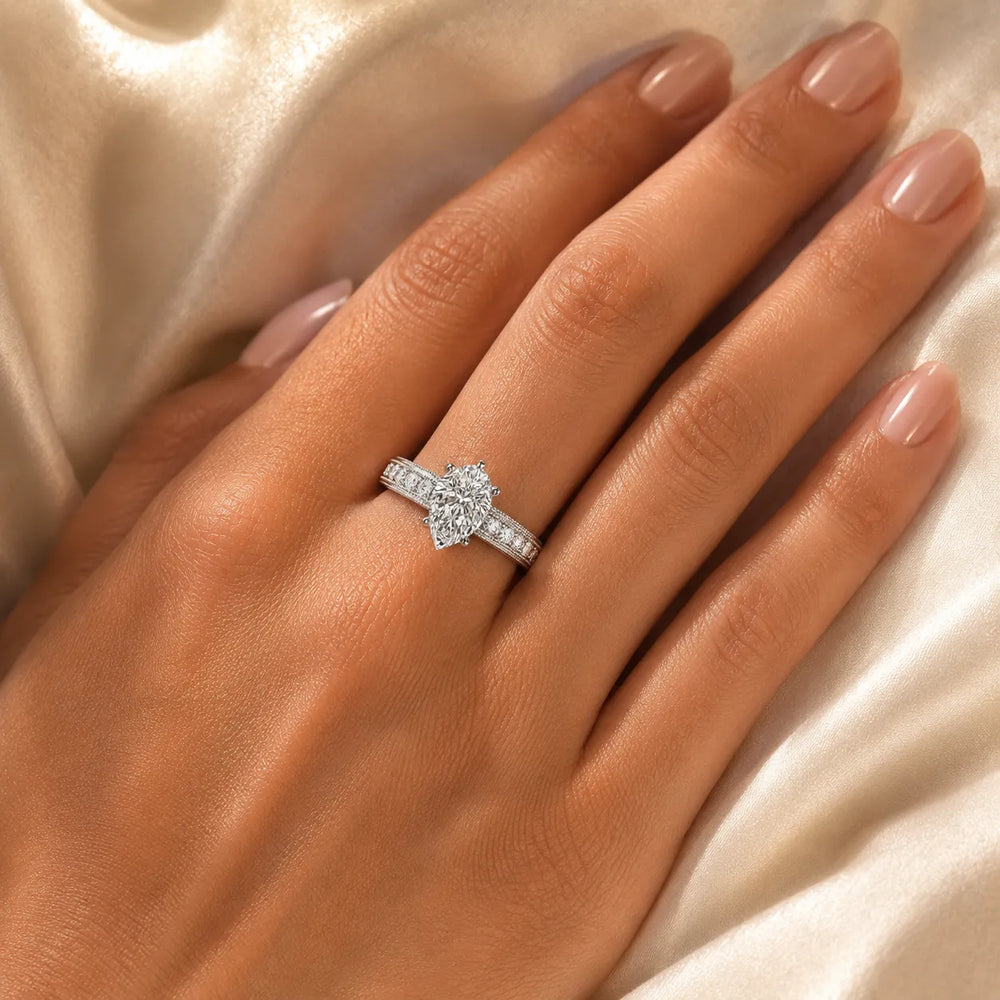 Vintage Milgrain Accent Solitaire Ring