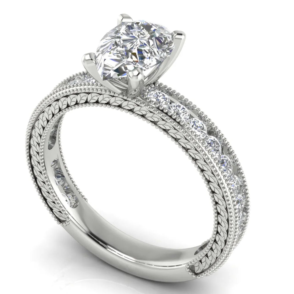 Vintage Milgrain Accent Solitaire Ring