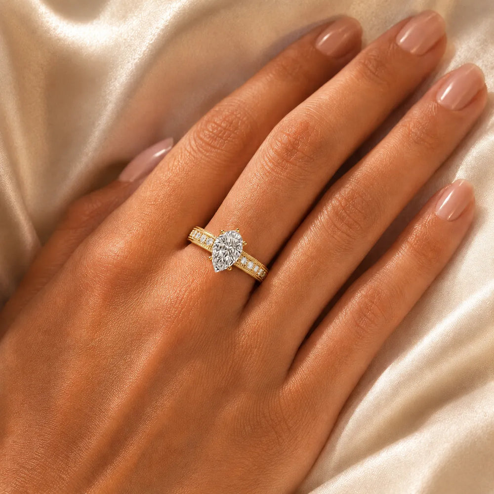 Vintage Milgrain Accent Solitaire Ring