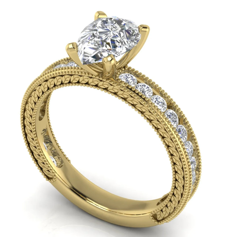 Vintage Milgrain Accent Solitaire Ring