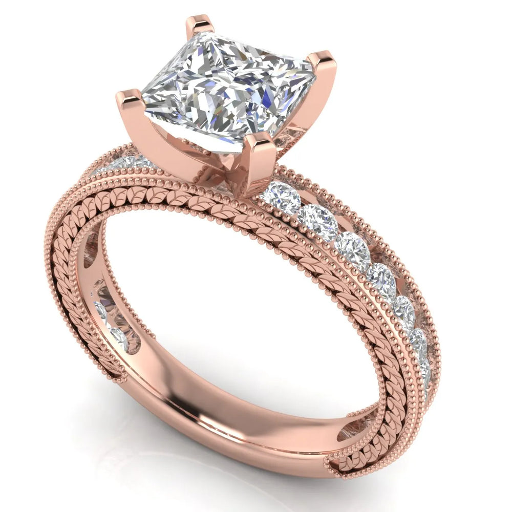 Vintage Milgrain Accent Solitaire Ring